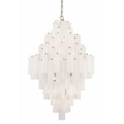 Addis 20 Light 31" Wide Crystal Waterfall Chandelier with White Crystal Shades