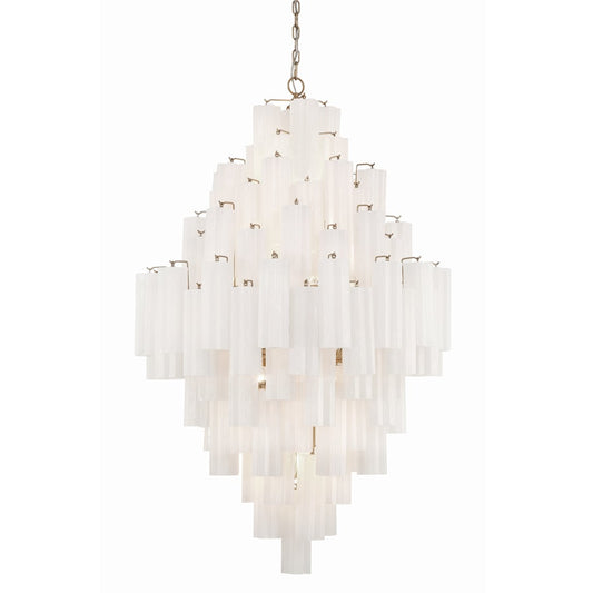 Addis 20 Light 31" Wide Crystal Waterfall Chandelier with White Crystal Shades