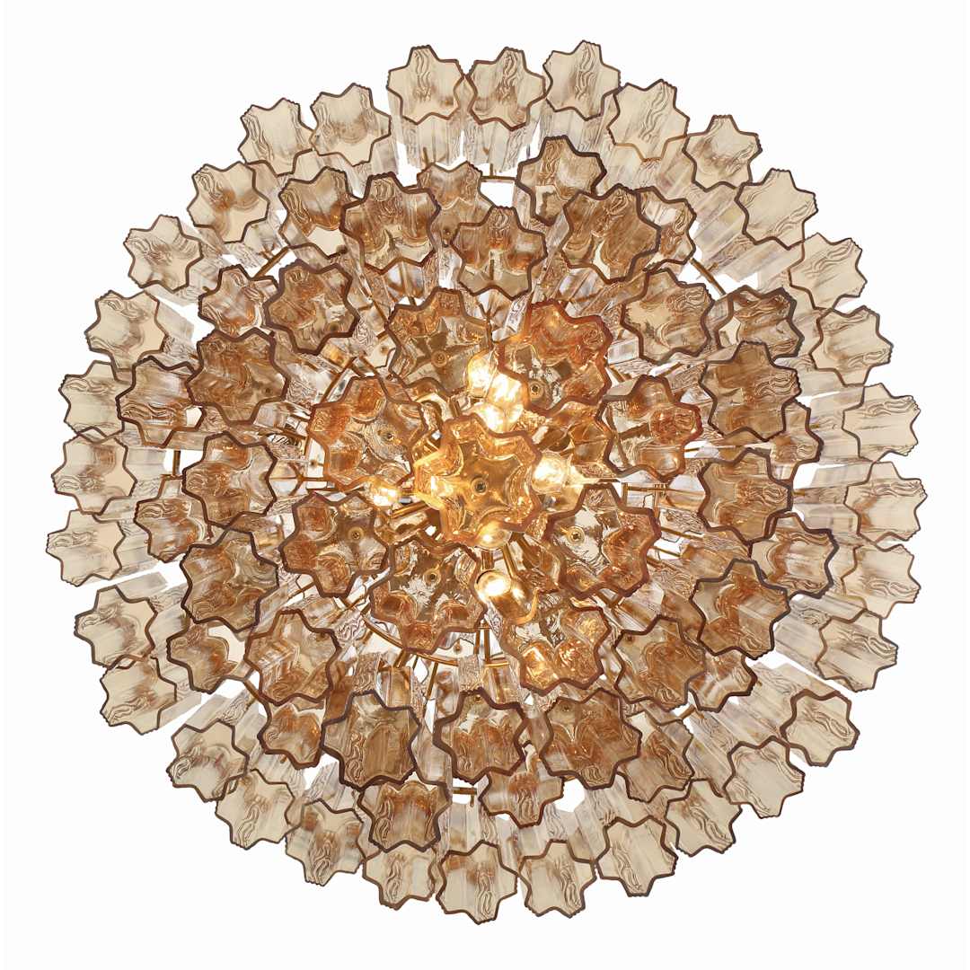 Addis 20 Light 31" Wide Crystal Waterfall Chandelier with Amber Crystal Shades