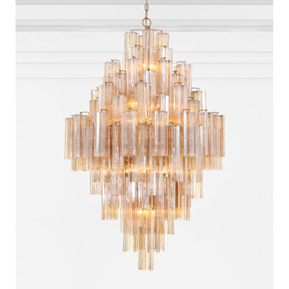 Addis 20 Light 31" Wide Crystal Waterfall Chandelier with Amber Crystal Shades