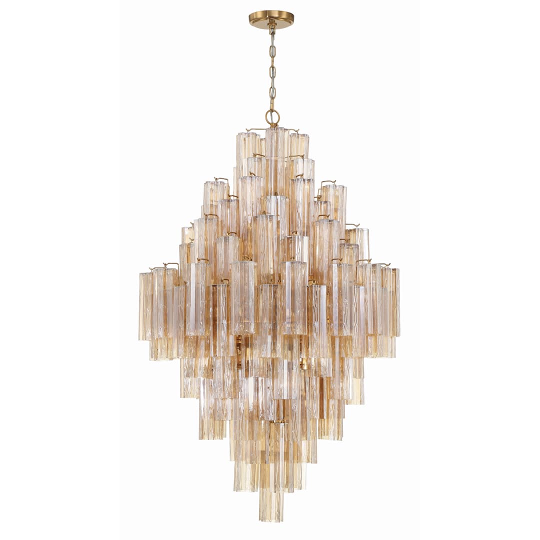 Addis 20 Light 31" Wide Crystal Waterfall Chandelier with Amber Crystal Shades
