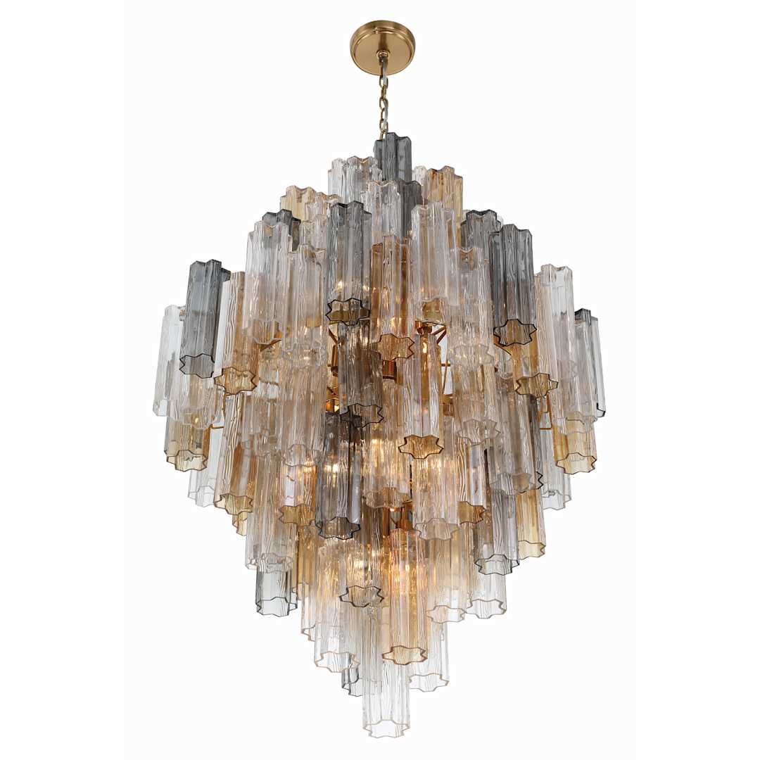 Addis 20 Light 31" Wide Crystal Waterfall Chandelier with Autumn Crystal Shades
