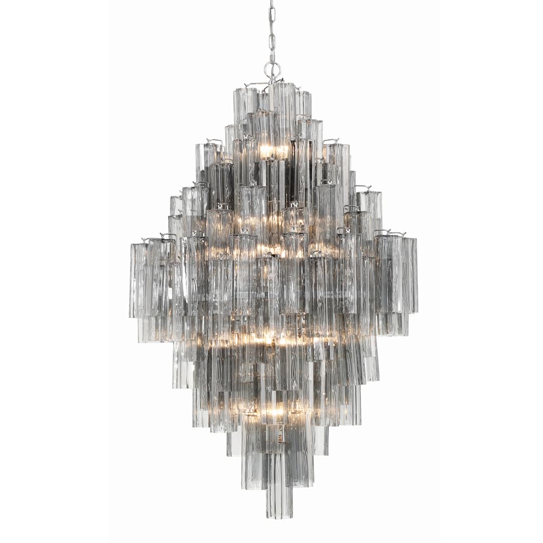 Addis 20 Light 31" Wide Crystal Waterfall Chandelier with Smoke Crystal Shades
