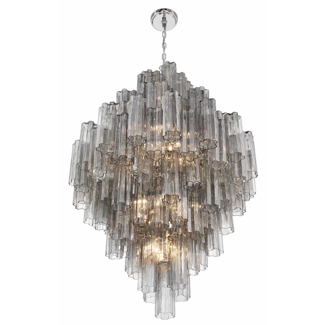 Addis 20 Light 31" Wide Crystal Waterfall Chandelier with Smoke Crystal Shades