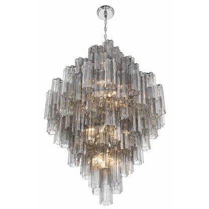 Addis 20 Light 31" Wide Crystal Waterfall Chandelier with Smoke Crystal Shades