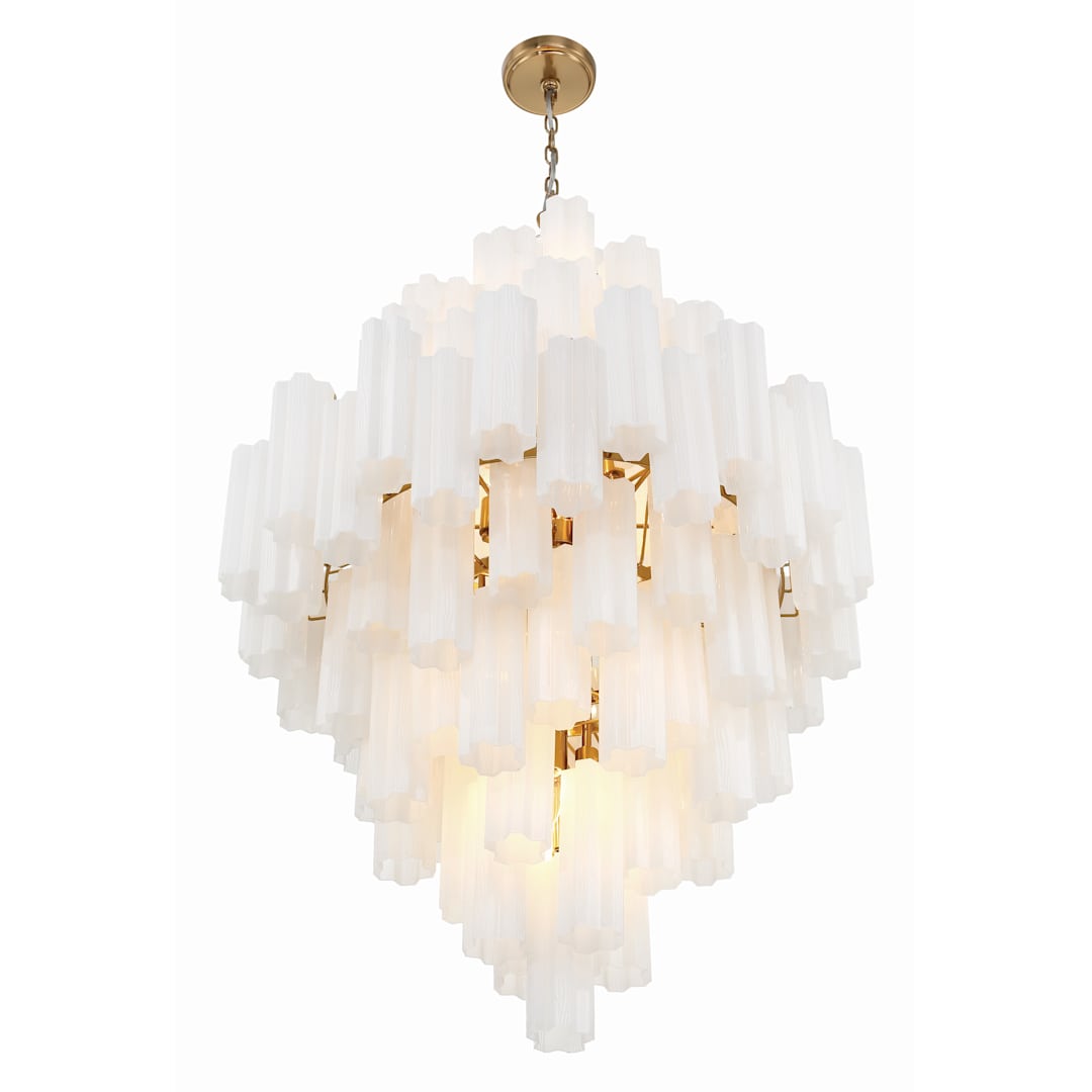 Addis 20 Light 31" Wide Crystal Waterfall Chandelier with White Crystal Shades