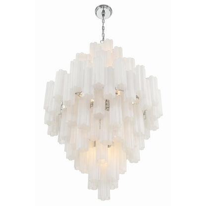 Addis 20 Light 31" Wide Crystal Waterfall Chandelier with White Crystal Shades