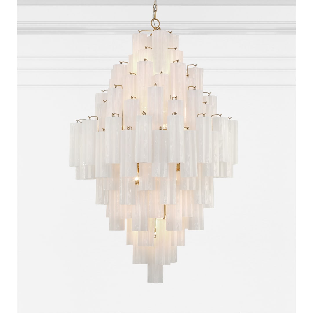 Addis 20 Light 31" Wide Crystal Waterfall Chandelier with White Crystal Shades