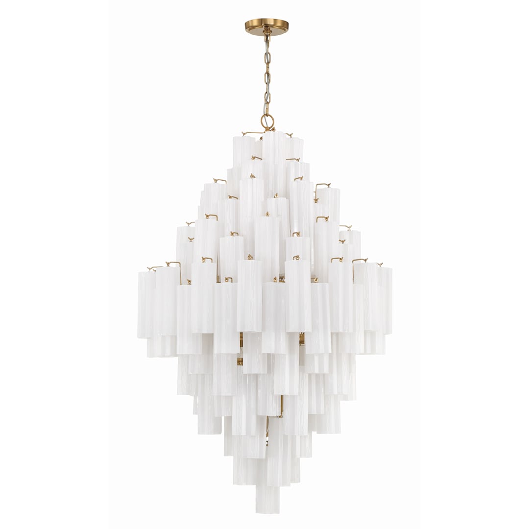 Addis 20 Light 31" Wide Crystal Waterfall Chandelier with White Crystal Shades