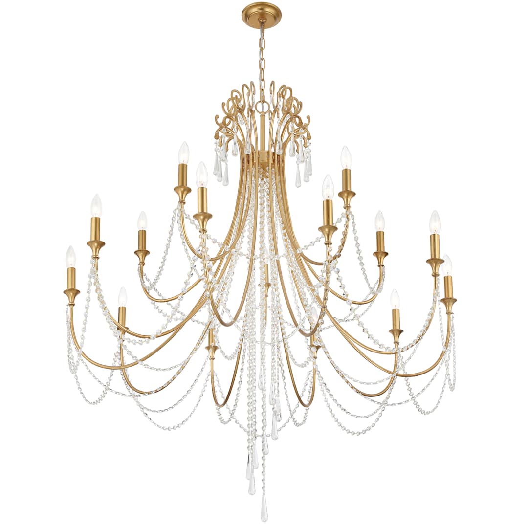 Arcadia 15 Light 46" Wide Crystal Candle Style Chandelier with Hand Cut Crystal Accents