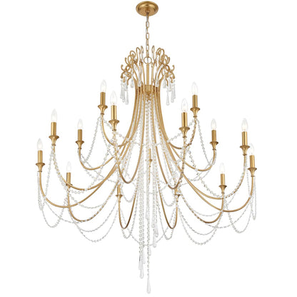 Arcadia 15 Light 46" Wide Crystal Candle Style Chandelier with Hand Cut Crystal Accents