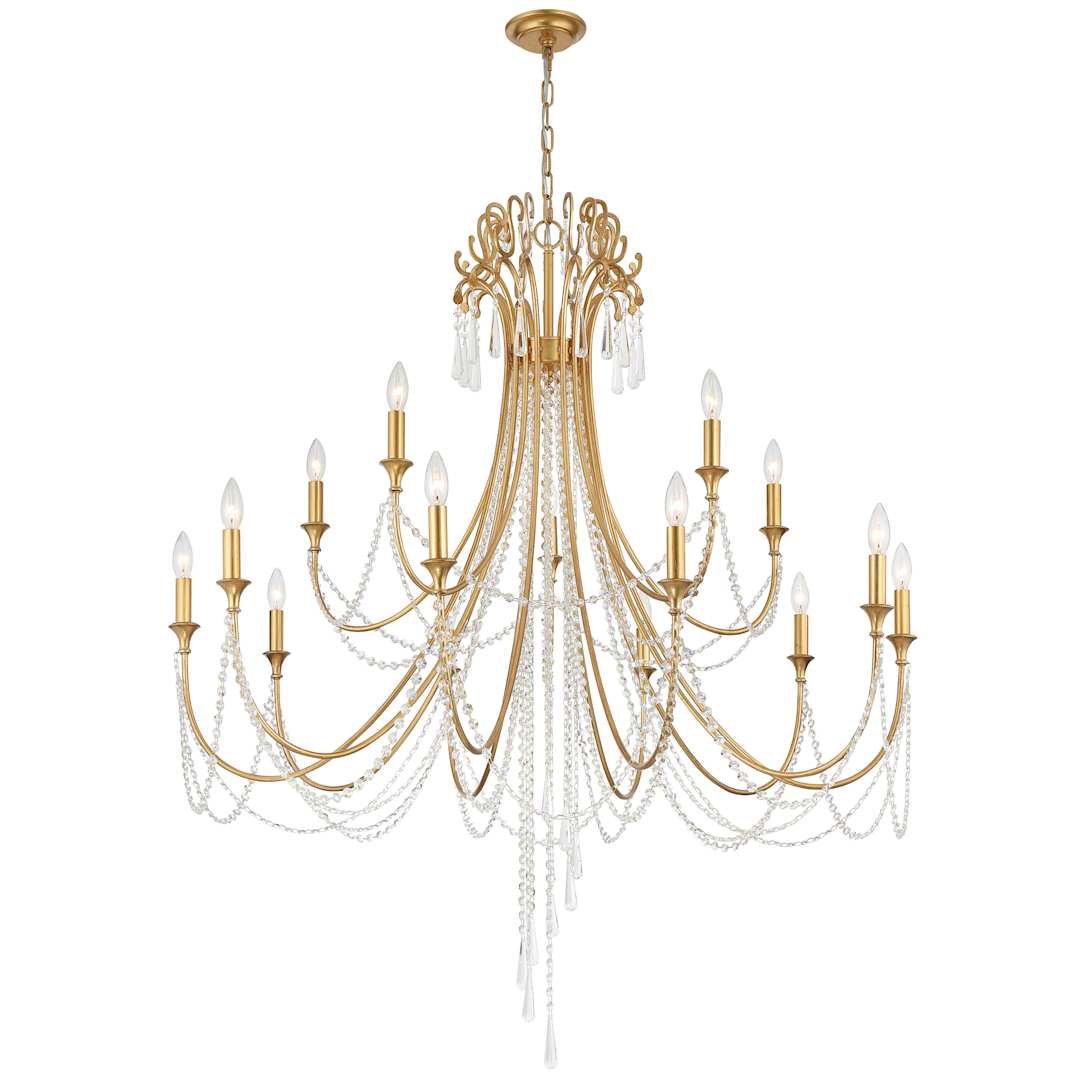 Arcadia 15 Light 46" Wide Crystal Candle Style Chandelier with Hand Cut Crystal Accents