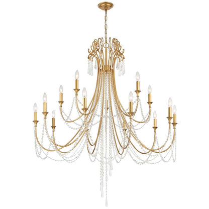 Arcadia 15 Light 46" Wide Crystal Candle Style Chandelier with Hand Cut Crystal Accents