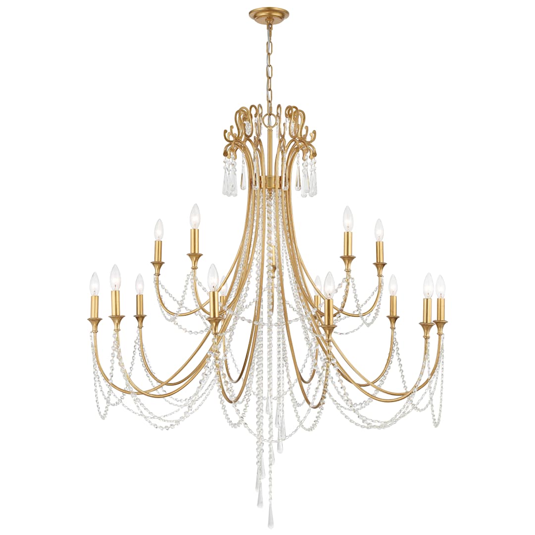 Arcadia 15 Light 46" Wide Crystal Candle Style Chandelier with Hand Cut Crystal Accents