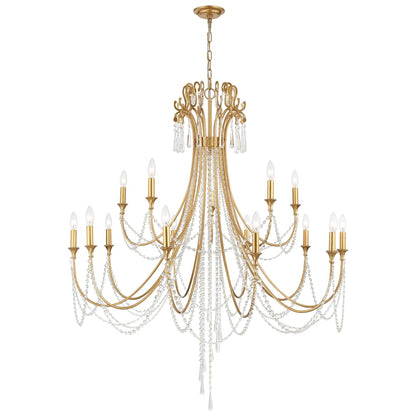 Arcadia 15 Light 46" Wide Crystal Candle Style Chandelier with Hand Cut Crystal Accents