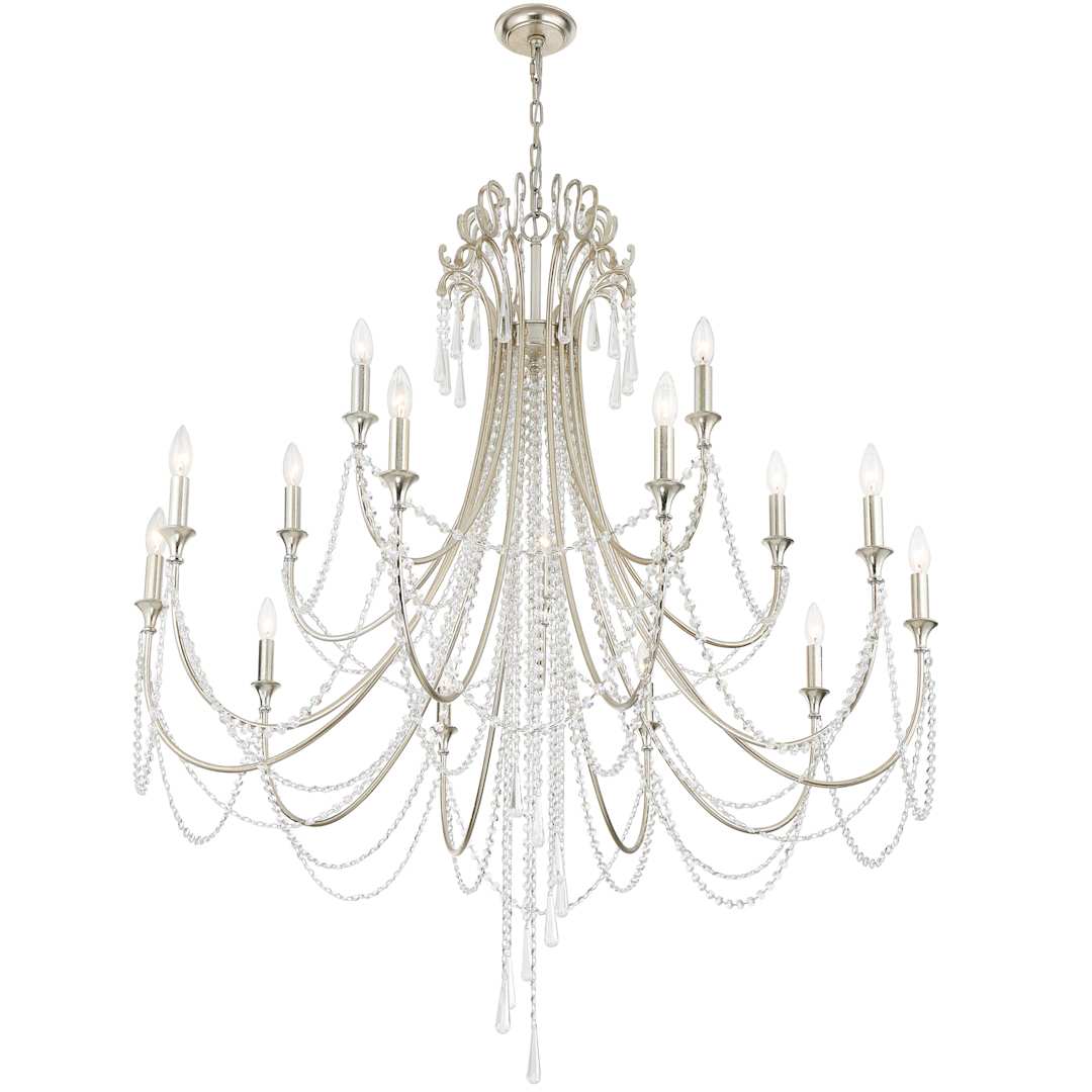 Arcadia 15 Light 46" Wide Crystal Candle Style Chandelier with Hand Cut Crystal Accents