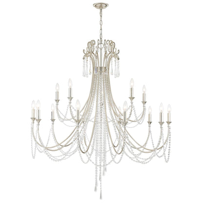 Arcadia 15 Light 46" Wide Crystal Candle Style Chandelier with Hand Cut Crystal Accents