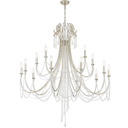 Arcadia 15 Light 46" Wide Crystal Candle Style Chandelier with Hand Cut Crystal Accents