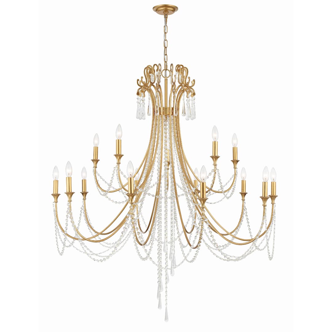 Arcadia 15 Light 46" Wide Crystal Candle Style Chandelier with Hand Cut Crystal Accents