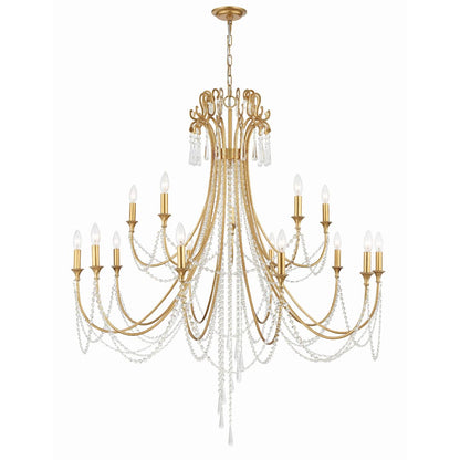 Arcadia 15 Light 46" Wide Crystal Candle Style Chandelier with Hand Cut Crystal Accents