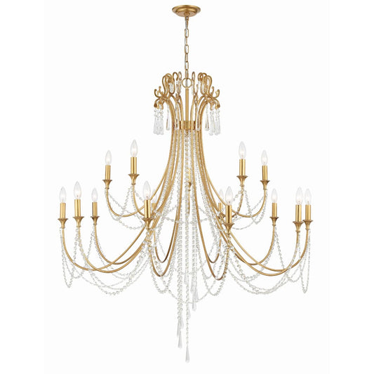 Arcadia 15 Light 46" Wide Crystal Candle Style Chandelier with Hand Cut Crystal Accents