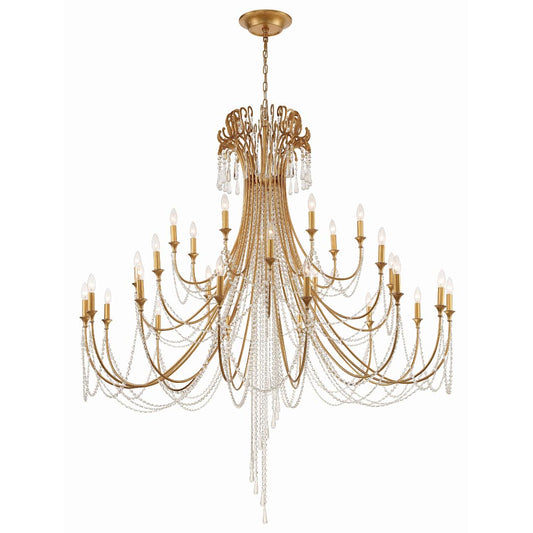 Arcadia 28 Light 61" Wide Crystal Candle Style Chandelier with Hand Cut Crystal Accents