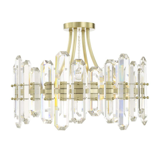 Bolton 4 Light 21" Wide Semi-Flush Drum Ceiling Fixture with Clear Faceted Crystal Accents