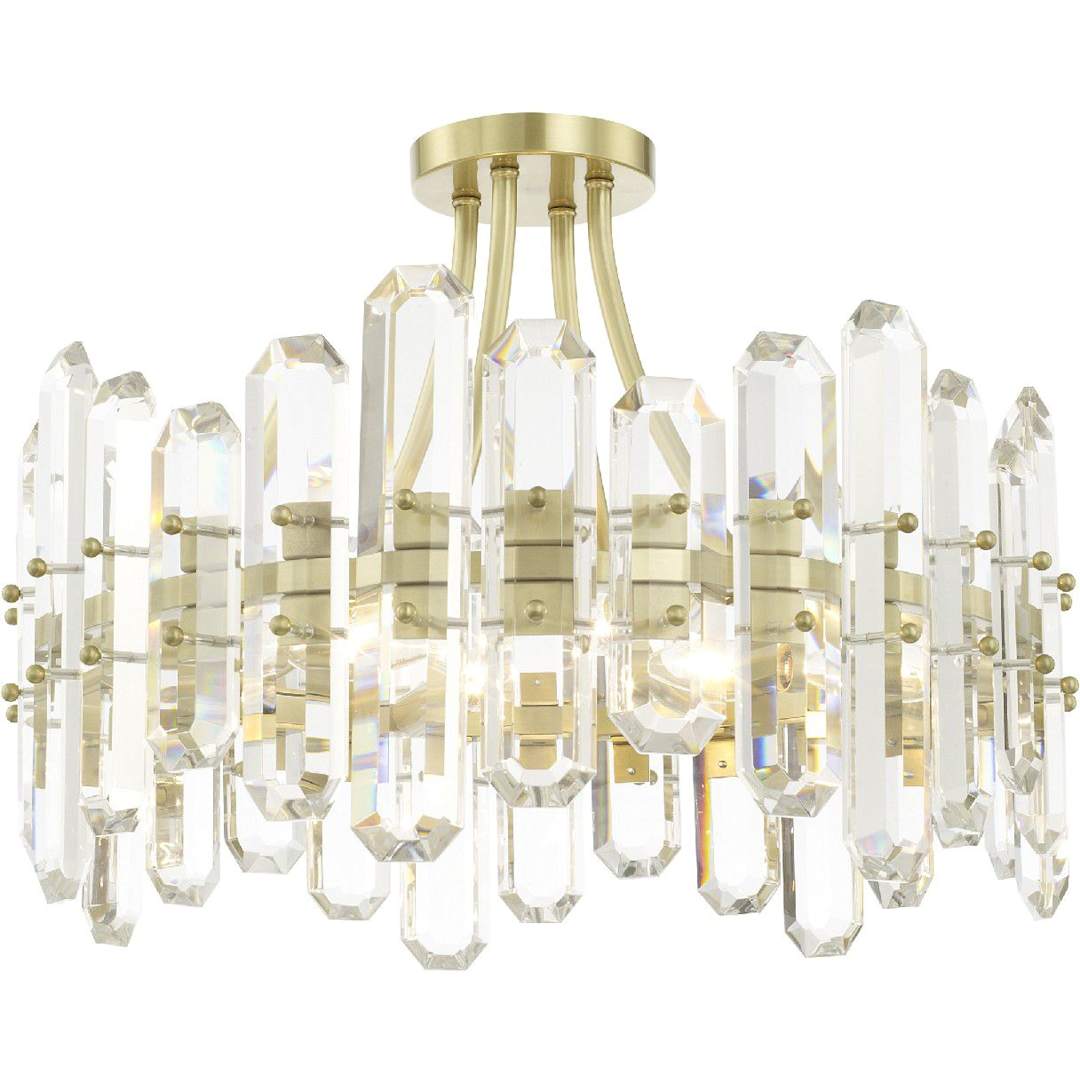 Bolton 4 Light 21" Wide Semi-Flush Drum Ceiling Fixture with Clear Faceted Crystal Accents