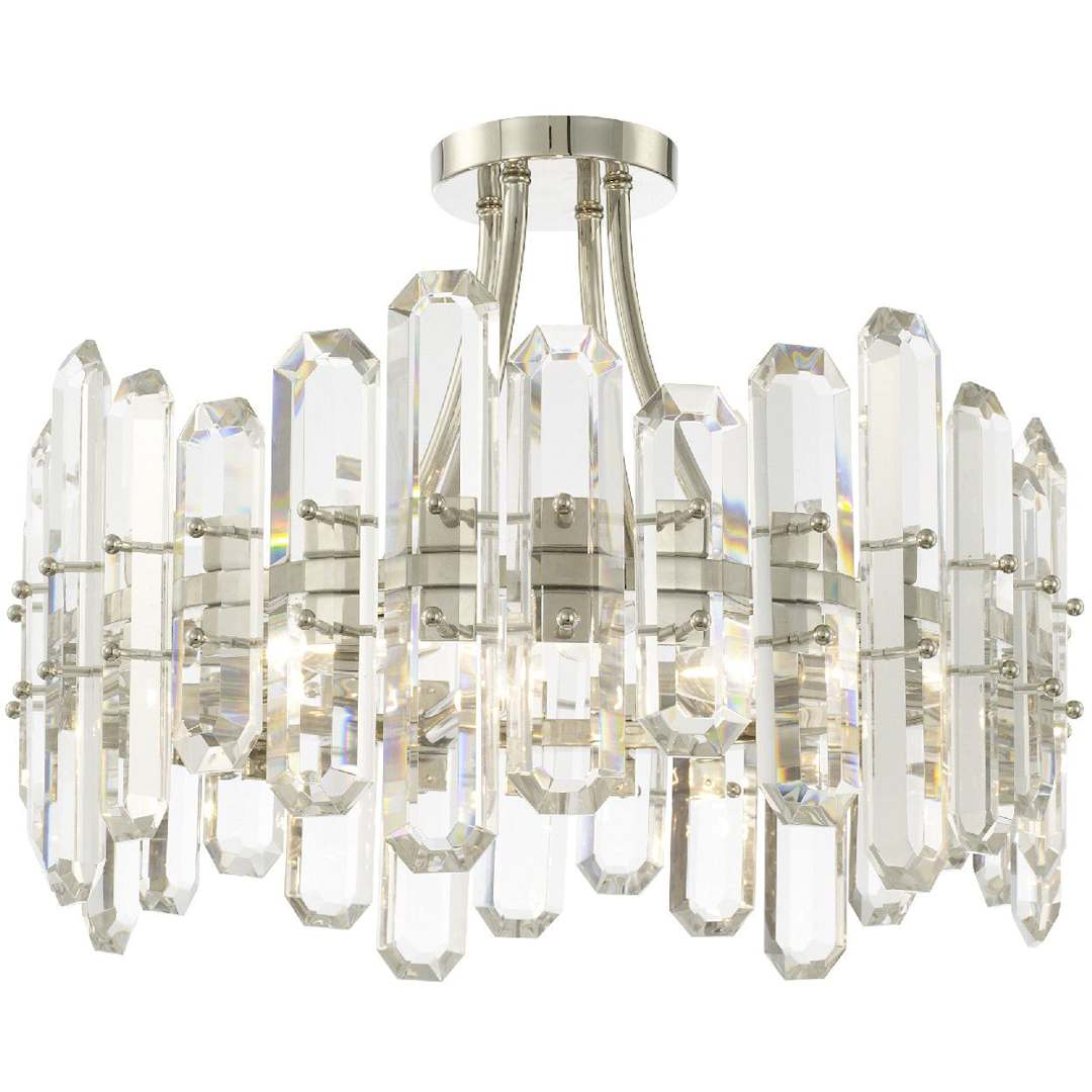 Bolton 4 Light 21" Wide Semi-Flush Drum Ceiling Fixture with Clear Faceted Crystal Accents