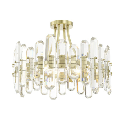 Bolton 4 Light 21" Wide Semi-Flush Drum Ceiling Fixture with Clear Faceted Crystal Accents