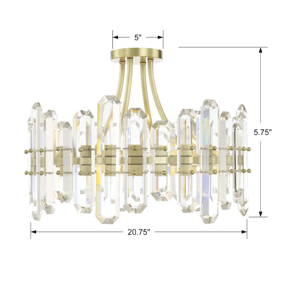 Bolton 4 Light 21" Wide Semi-Flush Drum Ceiling Fixture with Clear Faceted Crystal Accents