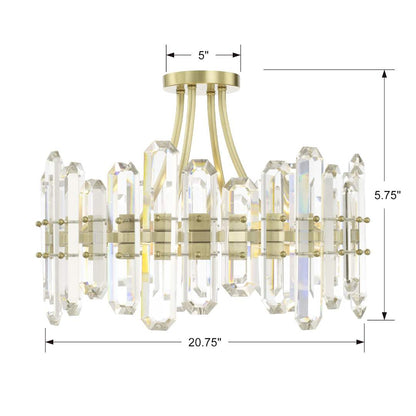 Bolton 4 Light 21" Wide Semi-Flush Drum Ceiling Fixture with Clear Faceted Crystal Accents