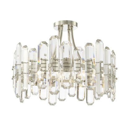 Bolton 4 Light 21" Wide Semi-Flush Drum Ceiling Fixture with Clear Faceted Crystal Accents