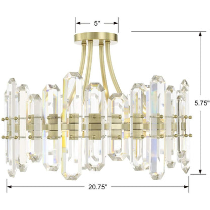 Bolton 4 Light 21" Wide Semi-Flush Drum Ceiling Fixture with Clear Faceted Crystal Accents