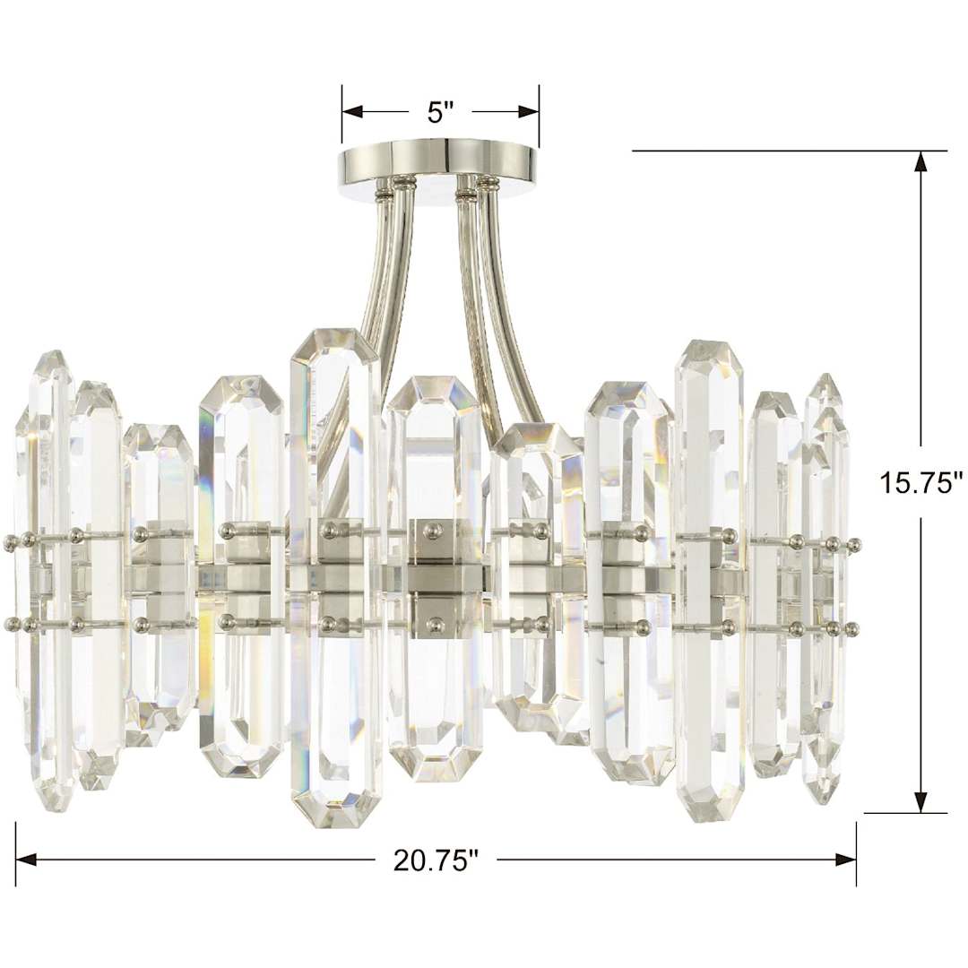 Bolton 4 Light 21" Wide Semi-Flush Drum Ceiling Fixture with Clear Faceted Crystal Accents