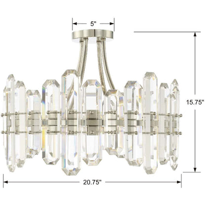 Bolton 4 Light 21" Wide Semi-Flush Drum Ceiling Fixture with Clear Faceted Crystal Accents