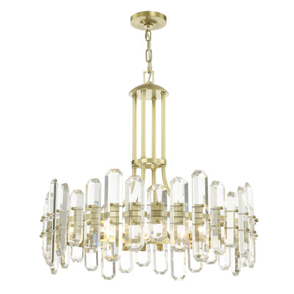 Bolton 8 Light 25" Wide Crystal Drum Chandelier with Faceted Crystal Accents