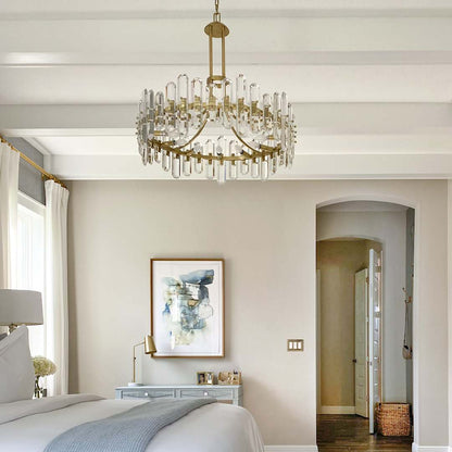 Bolton 8 Light 25" Wide Crystal Drum Chandelier with Faceted Crystal Accents