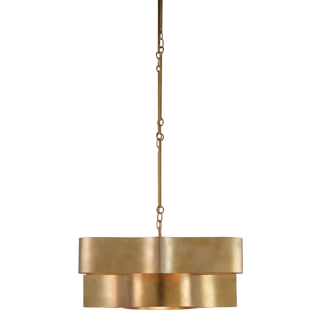 Grand Lotus 6 Light Wrought Iron Drum Chandelier with Gold Metal Shades