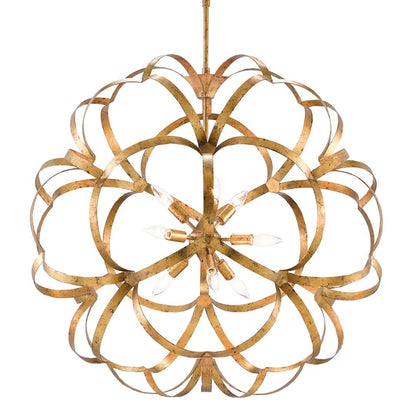 Sappho 9 Light 34" Wide Wrought Iron Globe Chandelier