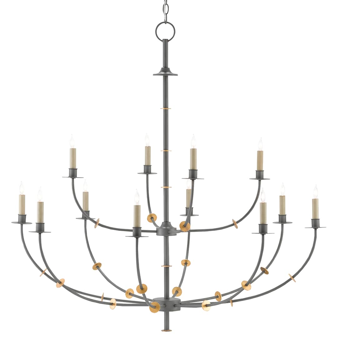 Balladier 12 Light 46" Wide Wrought Iron Chandelier