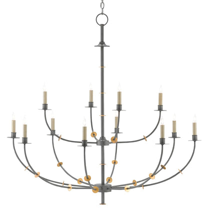 Balladier 12 Light 46" Wide Wrought Iron Chandelier
