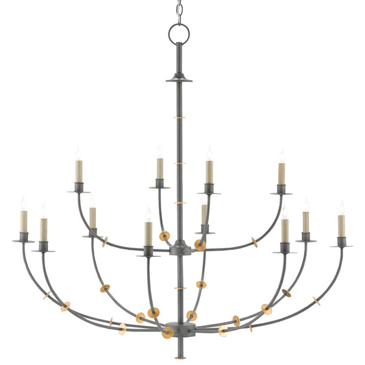 Balladier 12 Light 46" Wide Wrought Iron Chandelier