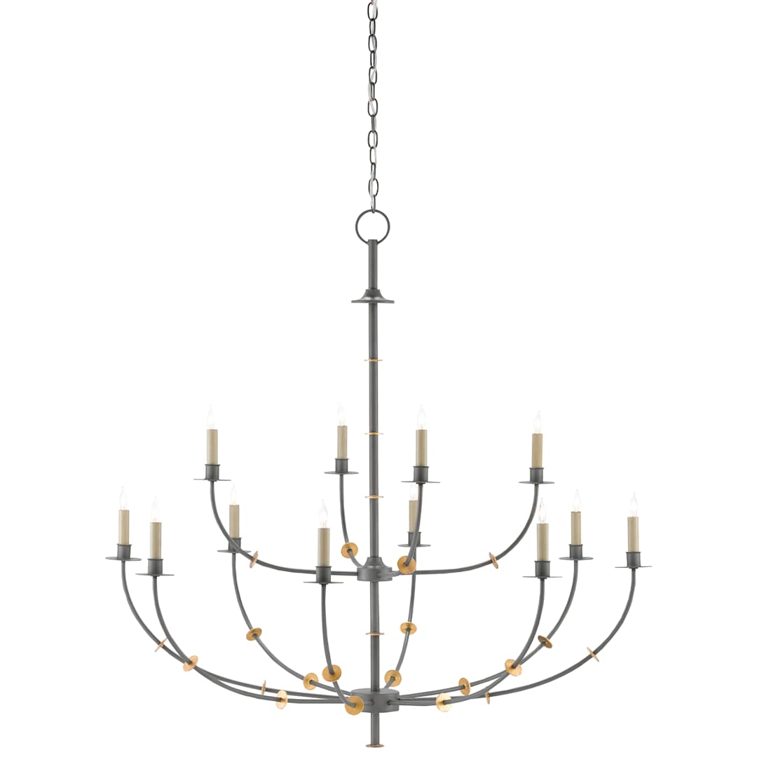 Balladier 12 Light 46" Wide Wrought Iron Chandelier