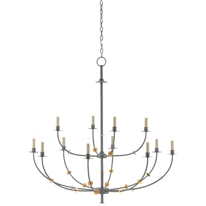 Balladier 12 Light 46" Wide Wrought Iron Chandelier
