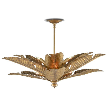 Tropical 6 Light 34" Wide Semi-Flush Ceiling Fixture with Metal Shades