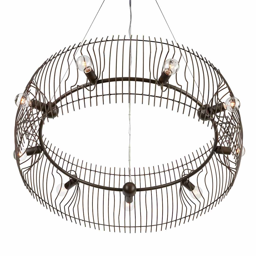 Endicott 9 Light 31" Wide Wrought Iron Drum Chandelier