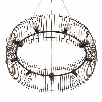 Endicott 9 Light 31" Wide Wrought Iron Drum Chandelier