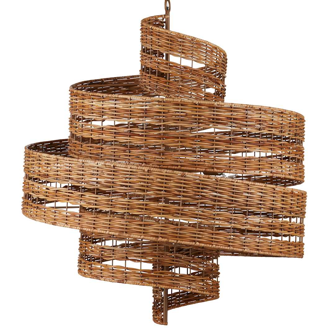 Saisei 5 Light 32" Wide Wrought Iron Abstract Chandelier with Woven Rattan Shade