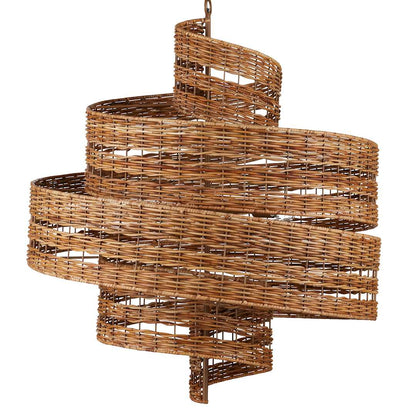 Saisei 5 Light 32" Wide Wrought Iron Abstract Chandelier with Woven Rattan Shade